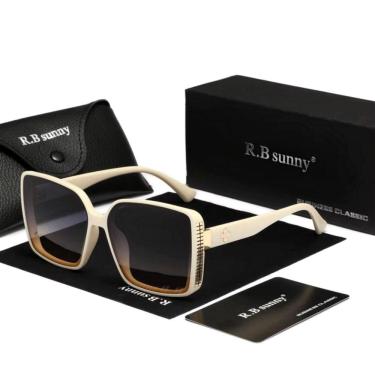 Imagem de Óculos De Sol Feminino Estilo Quadrados Com Moldura Grande Borboleta De Luxo Polarizado Uv400 Branco