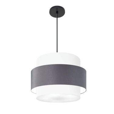 Imagem de Lustre Para Sala De Jantar Vivare Md-4393 Cúpula Em Tecido 45cm Branco-cinza-escuro-branco 127/220v