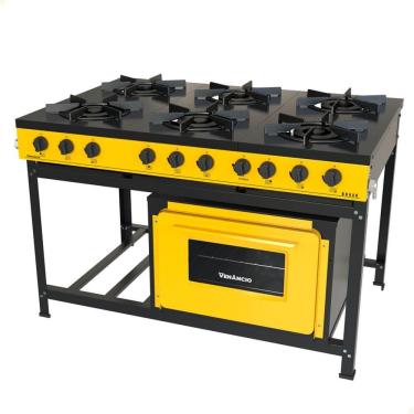 Imagem de Fogão Industrial Venâncio a Gás Bravo 6 Bocas com Forno Amarelo BR6BFAM