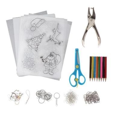 Imagem de KiBcsLic Conjunto de 5 peças de folhas termorretráteis com tema natalino, furador de papel para chaveiros, decoração natalina e materiais para artesanato.