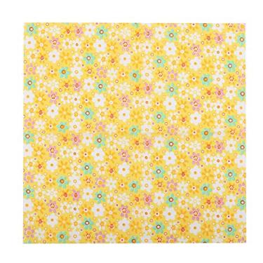 Imagem de Aqur2020 Tecido de Algodão, 3 Tipos, 7 Peças de Roupa de Cama Pré-cortada, Faça você Mesmo, Lençóis Quadrados Variados Com Pacote de Quartos Macios para Costura de Patchwork, (de flores amarelas)