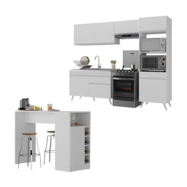 Imagem de Armário De Cozinha Compacta Com Mesa/bancada Veneza Multimóveis Mp2210 Branco Branco