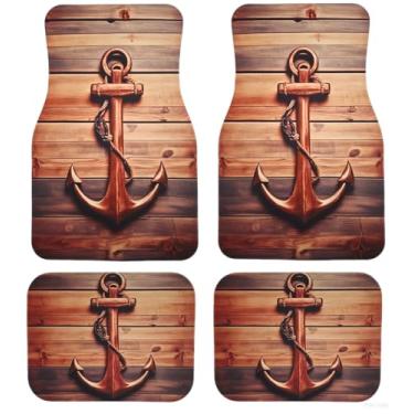 Imagem de Padrão de âncora de madeira vintage com tapetes de carro de alta absorção. Tapete antiderrapante para carro tapete automotivo tapetes de carro forros automotivos para bancada de carro tapetes
