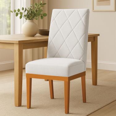 Imagem de Cadeira De Jantar Estofada Siena Linho Base De Madeira Castanho - Pallazio Cor Grafite