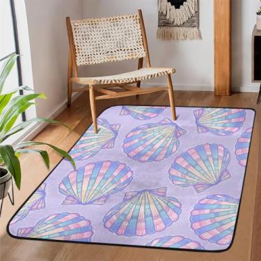 Imagem de Tapete de área de 1,2 m x 1,8 m para sala de estar, lavável à máquina, tapete roxo antiderrapante, tapete macio para sala de estar, quarto, sala de jantar, berçário, cozinha, decoração de casa