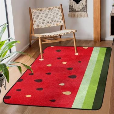 Imagem de Tapete de área de 1,2 m x 1,8 m para sala de estar, lavável à máquina, estampa de melancia, tapete antiderrapante, tapete macio para sala de estar, quarto, sala de jantar, berçário, cozinha, decoração