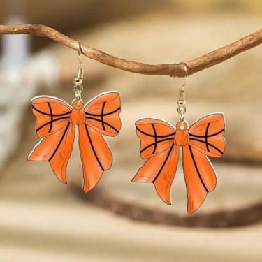 Imagem de Brincos femininos com laço de basquete de beisebol, acrílico, equipes, esportes, jogos, futebol, voleibol, laço, pendurados, festas, feriados, joias, acessórios para presentes, Medium, Acrílico, Sem