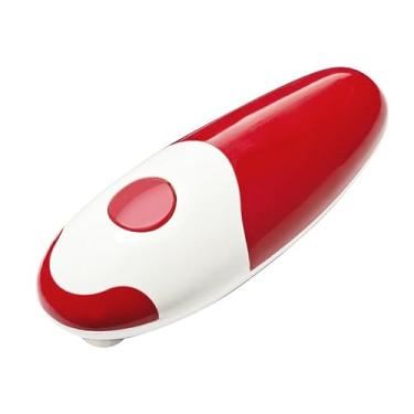 Imagem de Abridor de latas elétrico mãos livres com uma pressão, sem necessidade de força de mão, economia de tempo e energia, operado por bateria, adequado para cozinha (vermelho)