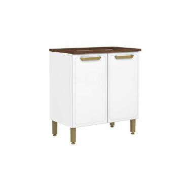 Imagem de Gabinete De Cozinha Modulado P- Cooktop C- Tampo Bella C- 2 Portas 80cm Branco - Bertolini