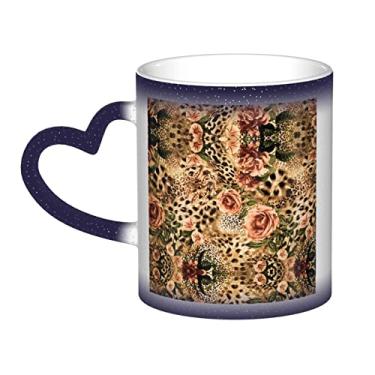 Imagem de Xícara de café divertida de leopardo listrado, copo de cerâmica que muda de cor sensível ao calor 12 Oz, para café/chá/leite/cacau, para adolescente/aniversário/festival/presentes