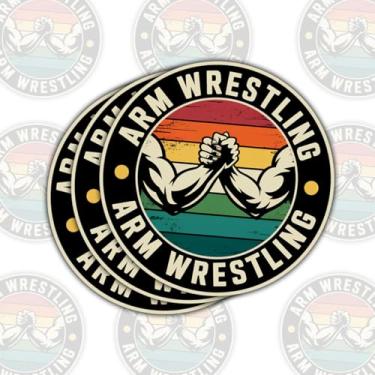 Imagem de 3 adesivos clássicos retrô de braço de luta livre, decalques de vinil esportivos fortes para laptop, notebook, garrafa hidráulica, garrafa de água, para-choque de carro, presente para adolescentes