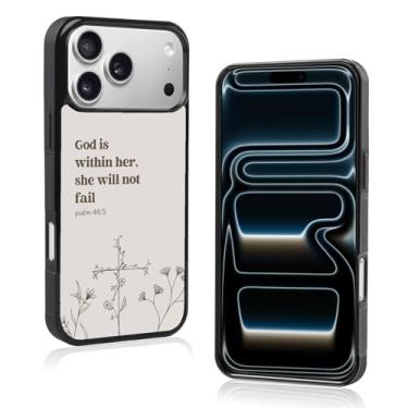 Imagem de Axulimin [God is Within Her She Will Not Fail Psalm] Bíblia cristã feminina preta capa de telefone para iPhone 17 Pro Max (6,9 polegadas)