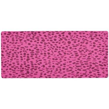 Imagem de Wassud Tapete de mouse com estampa de leopardo rosa para jogos com base de borracha antiderrapante, mouse pad longo com borda costurada, almofada grande à prova d'água para escritório, casa, 80 x 39,9