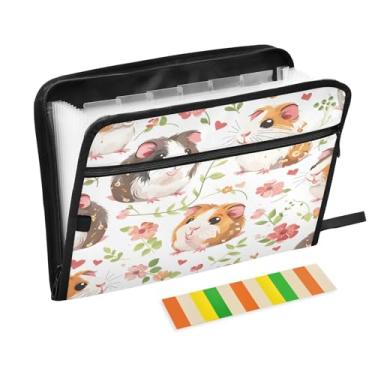 Imagem de CEBUGI Pasta expansível de 13 bolsos, impermeável, sanfonada, organizador de arquivos com etiquetas tamanho A4, organizador de documentos de papel para escola, material de escritório, flores de