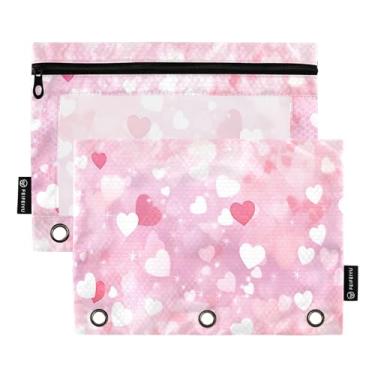 Imagem de Wassud Bokeh Effect Pink Heart Pacote com 2 Pastas de Fichário Pastas de Bolso com 3 Furos, Pasta Organizadora de Fichários para Casa, Escritório