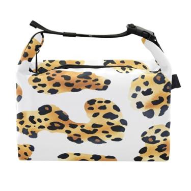 Imagem de STAYTOP Linda lancheira com estampa de leopardo marrom com fivela de alça, lancheira isolada para meninos e meninas, lancheira térmica para trabalho escolar