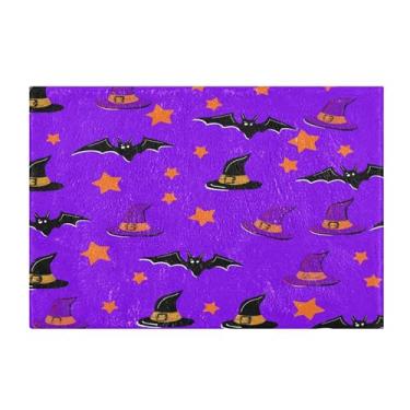 Imagem de Burbuja Tapete de banheiro Bats Hats Stars, tapete de banheiro absorvente extra macio com suporte antiderrapante para banheiro, banheira e chuveiro, 40 x 61 cm