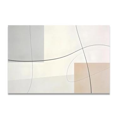 Imagem de LKXGRRSFG Composição minimalista Arte em tela minimalista: tons neutros de serenidade grande área em branco para decoração de espaço calmo 11,20 x 45 cm sem moldura