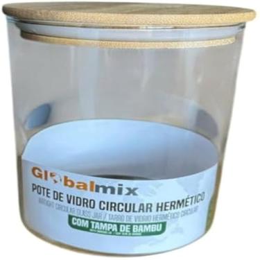 Imagem de Pote para armazenar alimentos circular com tampa de bambu, resistente