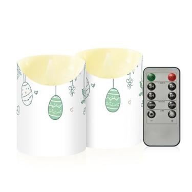 Imagem de Wassud Pacote com 2 velas sem chama de fundo de Páscoa com controle remoto, velas realistas cintilantes com temporizador, velas decorativas para Natal, casamento, festa, decoração de casa pequena