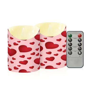 Imagem de Wassud Pacote com 2 velas sem chama de coração amoroso com controle remoto, velas realistas cintilantes com temporizador, velas decorativas para Natal, casamento, festa, decoração de casa pequena