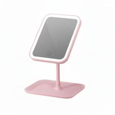 Imagem de Espelho De Mesa Para Maquiagem Luz Led Touch Portátil USB ou Pilha Penteadeira Camarim (Rosa)
