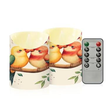 Imagem de Wassud Pacote com 2 velas de casal sem chama com controle remoto, velas realistas cintilantes com temporizador, velas decorativas para Natal, casamento, festa, decoração de casa pequena