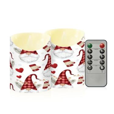 Imagem de Wassud Pacote com 2 velas de gnomos, corações, sem chama, com controle remoto, velas realistas cintilantes com temporizador, velas decorativas para Natal, casamento, festa, decoração de casa pequena
