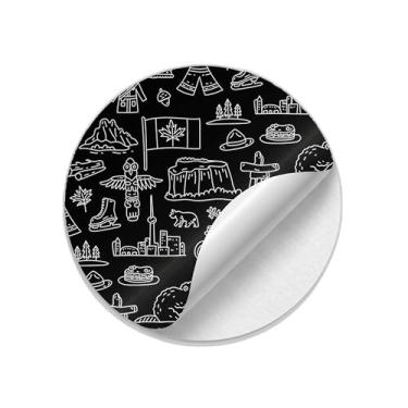 Imagem de Adesivos Redondos Natalinos 25 Unidades Com Estampa Ícones do Canadá - Tamanho 85x85cm