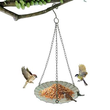 Imagem de Alimentador de pássaros plano | Estação suspensa de ferro de grande capacidade, alimentador de pássaros | para jardim ao ar livre, quintal, deck, corrimão, , decoração, atrair beija-flores