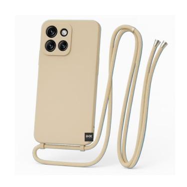 Imagem de Capa Case Capinha Para Motorola Moto G15 Silicone Com Cordão Alça De Pescoço Ajustável Veludo Premium (ROSA AREIA)