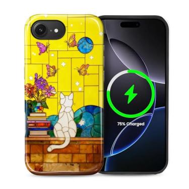 Imagem de ZHEGAILIAN Capa 2 em 1 para iPhone 16e 6,1 polegadas, compatível com MagSafe à prova de choque antiderrapante com capa de proteção total, design de impressão moderna texturizada brilhante para meninas