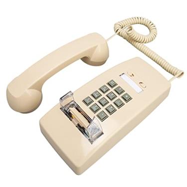 Imagem de Cryfokt Telefone de Parede retrô à Prova D'água Decorativo Com Fio Com Controle de Volume para Bar Doméstico, Banheiro Bege, Telefone de Parede Com Fio Vintage para Amantes de Estilo Antigo