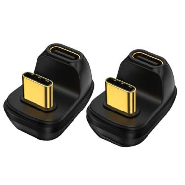 Imagem de Strhowill Pacote com 2 adaptadores USB C 4.0 de 180 graus, 40 Gbps, extensor PD 100W, carregamento rápido 8K a 60Hz para laptop, tablet, dispositivo tipo C (formato U)