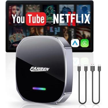 Imagem de FAHREN AI Magic Box para streaming Netflix YouTube, Mini Android Auto & CarPlay adaptador sem fio com conexão Wi-Fi estável de 5,8 GHz, conexão automática 3-5s, compatível com iPhone 8+, Android 10+