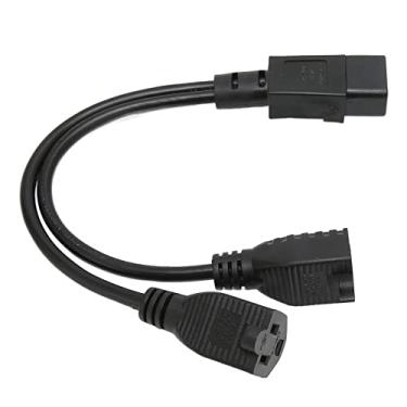Imagem de Cryfokt IEC 320 C14 Macho para Dual 5 15R Fêmea Splitter Cabo Adaptador para Impressoras e Monitores, Material PVC Retardador de Chamas Cabo de Alimentação de 11,8 pol.