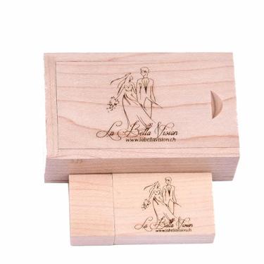 Imagem de Pen drive USB de madeira personalizado, pen drives de polegar gravados personalizados para lembrancinhas de casamento, presentes de negócios, marca corporativa, eventos promocionais, com embalagem de