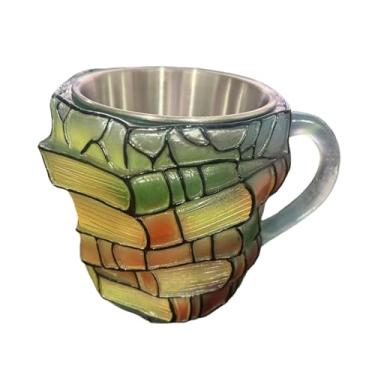 Imagem de ＫＬＫＣＭＳ Caneca em formato de livros empilhados pintados em 3D, enfeite de mesa, xícara para café ou, Style B