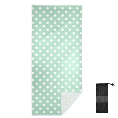 Imagem de Joitme Toalha de banho infantil verde de bolinhas brancas, tamanho P, toalhas de banho infantis, toalhas de areia para praia à prova de areia