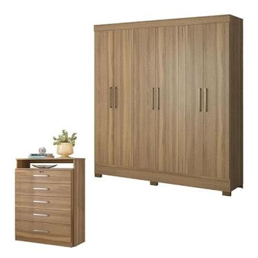 Imagem de Cômoda Triunfo e Guarda Roupa Casal Prático Amêndola Touch - Demóbile