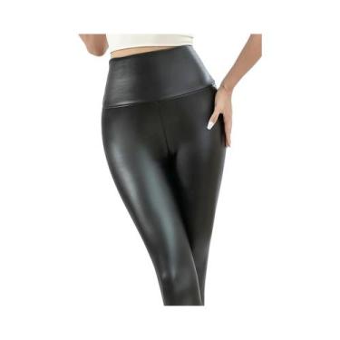 Imagem de Calças De Couro Femininas De Alta Qualidade, Leggings De PU Com Forro 
