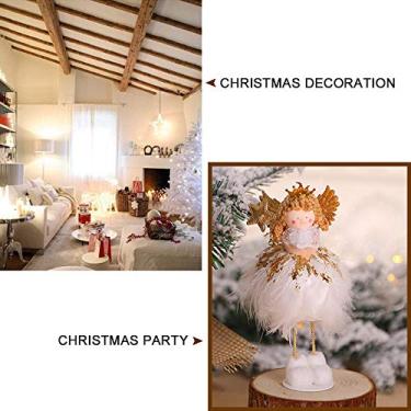 Imagem de SIWOTED Natal de pelúcia em pé anjo boneca mesa janela decorações de árvore de natal 3 peças
