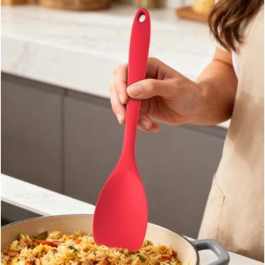 Imagem de 1 conjunto de espátula de silicone, espátula de grau alimentício para misturar, raspar, espalhar e preparar, uso na cozinha, vermelho