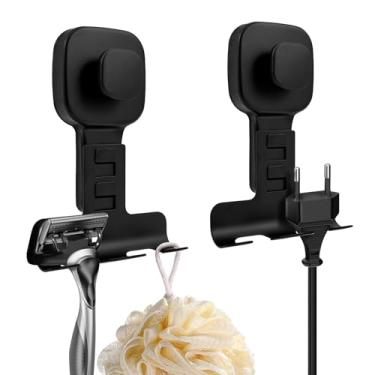 Imagem de 2 peças de suporte de barbeador de ventosa de aço inoxidável, organizador de barbeador removível à prova d'água para casa de banho