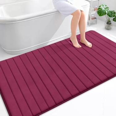 Imagem de OLANLY Tapete de banho listrado de espuma viscoelástica 177 x 116, tapetes de banheiro absorventes super macios, secagem rápida, tapetes de chuveiro laváveis na máquina, tapete de banho, acessórios de