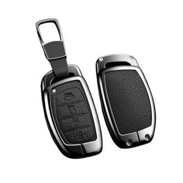 Imagem de Capa de chave de carro de liga automática compatível com Hyundai Ix25 Ix35 Ix45 Tucson Sonata Rena Creta Verna Solaris Mistra Elantra Acessórios(D 2-1 Black)