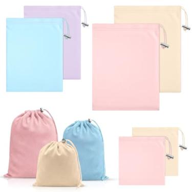 Imagem de Hillban 6 sacos de armazenamento de brinquedos com cordão de microfibra organizador de brinquedos leve bolsa de presente multiuso dobrável sacos de viagem para mulheres e homens, 3 tamanhos (ml, cor