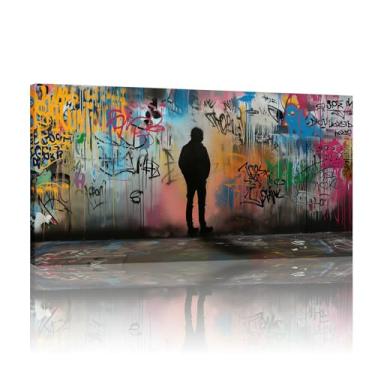 Imagem de Graffiti Wall Art Banksy Mural, Banksy Graffiti Art Canvas, Graffiti Prints, Banksy Posters for Wall, Banksy Wall Canvas - (72x142cm)71.1x142.2 cm sem moldura