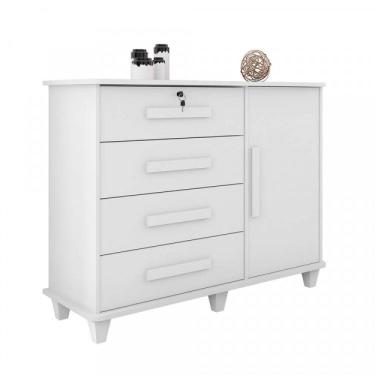 Imagem de Cômoda 1 Porta 4 Gavetas Grécia Rv Móveis Branco