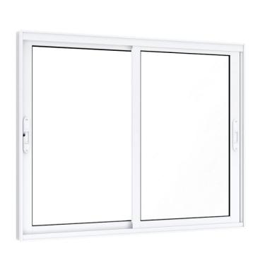 Imagem de Janela de Correr Alumínio Lateral 2 Folhas Móveis Lucasa Eccellente 100cmx150cm Branco